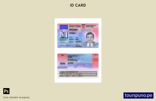 listo para imprimir plantilla de tarjeta de identidad de Croacia
